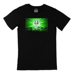 Cix Euro 2020 Taraftarları Baskılı Yuvarlak Yaka Siyah T-shirt