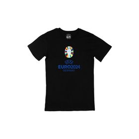 Cix Euro 2024 Almanya Kupalı Baskılı Yuvarlak Yaka Siyah T-shirt