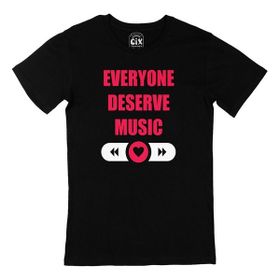 Cix Everyone Deserve Good Music Baskılı Yuvarlak Yaka Siyah T-shirt