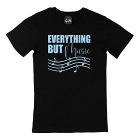 Cix Everything But Music Baskılı Yuvarlak Yaka Siyah T-shirt