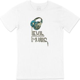 Cix Evil Müzik Kulaklı Baskılı Yuvarlak Yaka Beyaz T-shirt