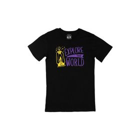 Cix Explore The World Baskılı Yuvarlak Yaka Siyah T-shirt
