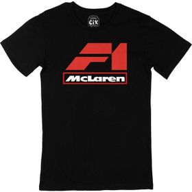 Cix F1 Mc Laren Logolu Baskılı Yuvarlak Yaka Siyah T-shirt