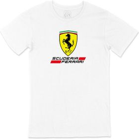 Cix F1 Scuderia Ferrari Baskılı Yuvarlak Yaka Beyaz T-shirt