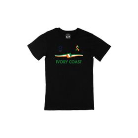 Cix Fil Dişi Sahilleri Tokyo 2020 Olimpiyatları Baskılı Yuvarlak Yaka Siyah T-shirt