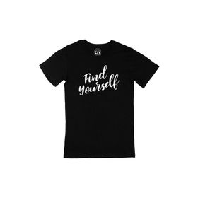 Cix Find Yourself Baskılı Yuvarlak Yaka Siyah T-shirt
