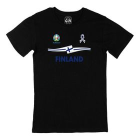 Cix Finlandiya Euro 2020 Baskılı Yuvarlak Yaka Siyah T-shirt