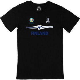 Cix Finlandiya Euro 2020 Baskılı Yuvarlak Yaka Siyah T-shirt