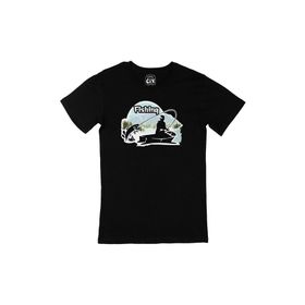 Cix Fishing Baskılı Yuvarlak Yaka Siyah T-shirt