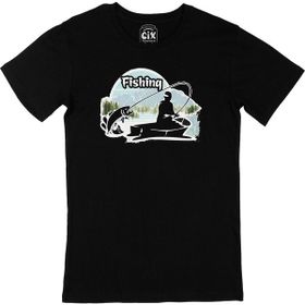 Cix Fishing Baskılı Yuvarlak Yaka Siyah T-shirt