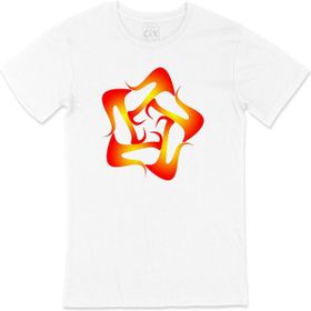 Cix Fraktal Tasarımlı Baskılı Yuvarlak Yaka Beyaz T-shirt