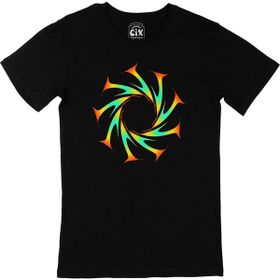 Cix Fraktal Tasarımlı Baskılı Yuvarlak Yaka Siyah T-shirt