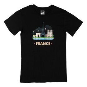 Cix Fransa Baskılı Yuvarlak Yaka Siyah T-shirt