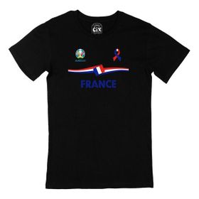 Cix Fransa Euro 2020 Baskılı Yuvarlak Yaka Siyah T-shirt