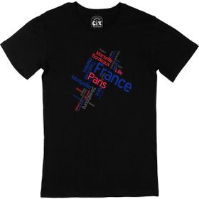 Cix Fransa Şehir İsimli Baskılı Yuvarlak Yaka Siyah T-shirt
