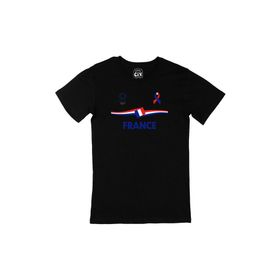 Cix Fransa Tokyo 2020 Olimpiyatları Baskılı Yuvarlak Yaka Siyah T-shirt