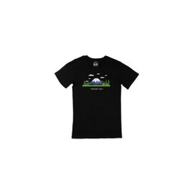 Cix Fuji Dağı Baskılı Yuvarlak Yaka Siyah T-shirt