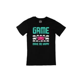 Cix Game Make Me Happy Baskılı Yuvarlak Yaka Siyah T-shirt