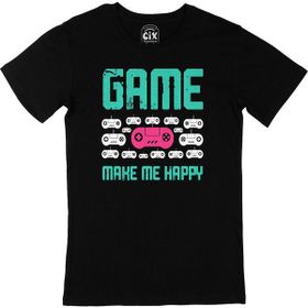 Cix Game Make Me Happy Baskılı Yuvarlak Yaka Siyah T-shirt