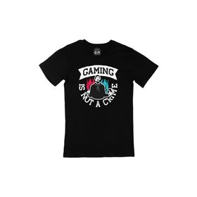 Cix Gaming Is Not A Crime Baskılı Yuvarlak Yaka Siyah T-shirt