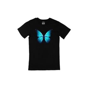 Cix Gerçek Kelebek Tasarımlı Siyah Erkek T-shirt
