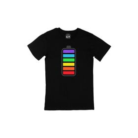 Cix Gökkuşağı Renkli Batarya Siyah Erkek T-shirt