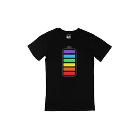 Cix Gökkuşağı Renkli Batarya Siyah Erkek T-shirt