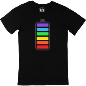 Cix Gökkuşağı Renkli Batarya Siyah Erkek T-shirt