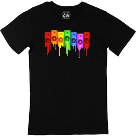 Cix Gökkuşağı Renkli Müzik Siyah Erkek T-shirt