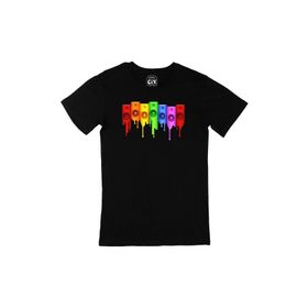 Cix Gökkuşağı Renkli Müzik Siyah Erkek T-shirt