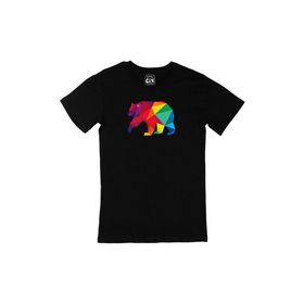 Cix Gökkuşağı Renkli Polygon Ayı Siyah Erkek T-shirt