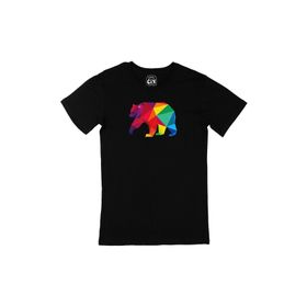 Cix Gökkuşağı Renkli Polygon Ayı Siyah Erkek T-shirt