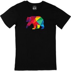 Cix Gökkuşağı Renkli Polygon Ayı Siyah Erkek T-shirt