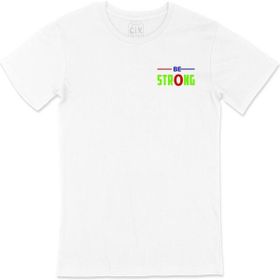Cix Güçlü Ol Be Strong Cep Tasarım Baskılı Beyaz T-shirt
