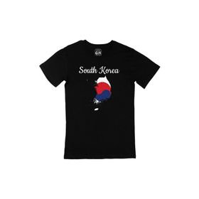 Cix Güney Kore Haritalı ve Bayraklı Siyah Erkek T-shirt
