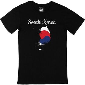Cix Güney Kore Haritalı ve Bayraklı Siyah Erkek T-shirt