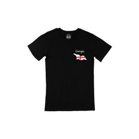Cix Gürcistan Haritalı ve Bayraklı Siyah Erkek T-shirt