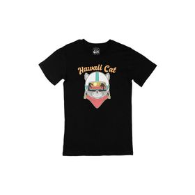 Cix Hawaii Cat Baskılı Siyah Erkek T-shirt