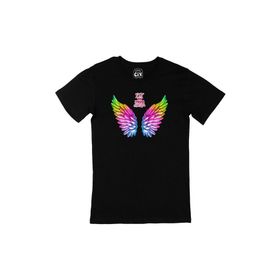 Cix Hayallerine Uç Renkli Kanatlı Baskılı Siyah Erkek T-shirt