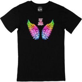 Cix Hayallerine Uç Renkli Kanatlı Baskılı Siyah Erkek T-shirt