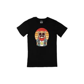 Cix Hippi Kedili Baskılı Siyah Erkek T-shirt