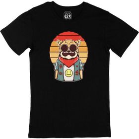 Cix Hippi Kedili Baskılı Siyah Erkek T-shirt