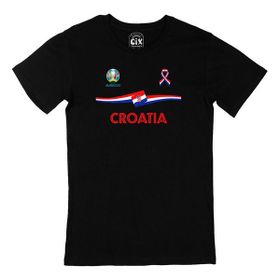 Cix Hırvatistan Euro 2020 Baskılı Siyah Erkek T-shirt