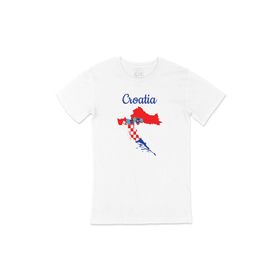 Cix Hırvatistan Haritalı ve Bayraklı Baskılı Beyaz Unisex T-shirt