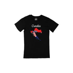 Cix Hırvatistan Haritalı ve Bayraklı Baskılı Siyah Erkek T-shirt