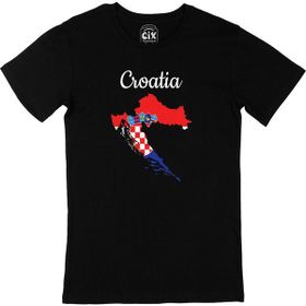 Cix Hırvatistan Haritalı ve Bayraklı Baskılı Siyah Erkek T-shirt