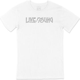 Cix Hızlı Yaşa Genç Öl Baskılı Beyaz Unisex T-shirt