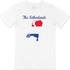 Cix Hollanda Haritalı ve Bayraklı Baskılı Beyaz Unisex T-shirt
