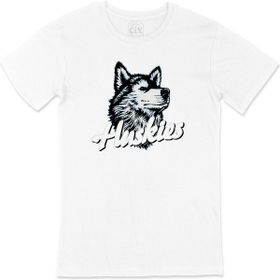 Cix Husky Sibirya Kurdu Baskılı Beyaz Unisex T-shirt