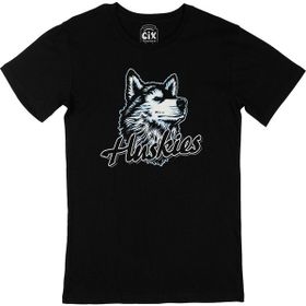 Cix Husky Sibirya Kurdu Baskılı Siyah Erkek T-shirt